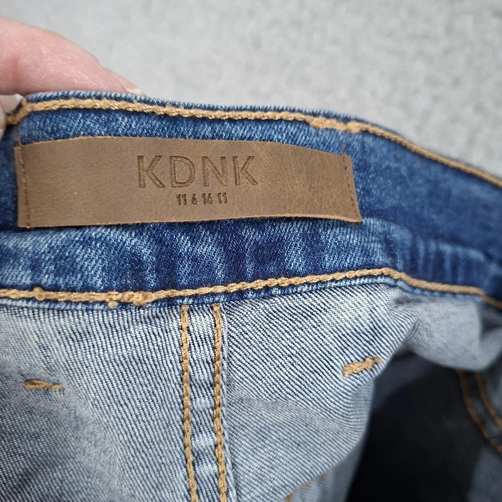 KDNK Distress Ripped Stacked Skinny Jeans Mens Size 34 Ankle Zip Grunge Y2K MOTO